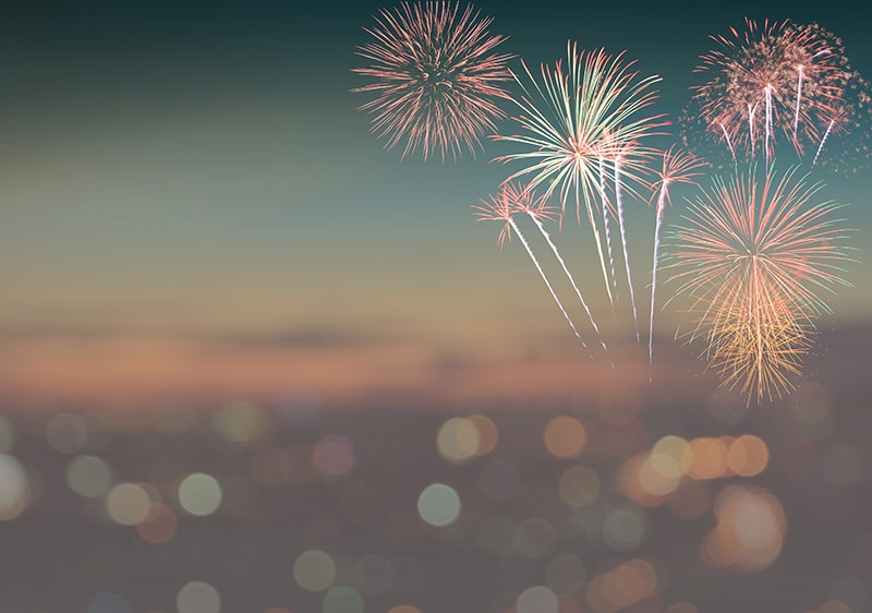 Abstract blur background with fireworks