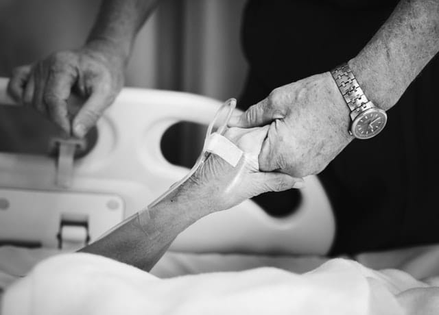 Woman with hearing loss in the hospital