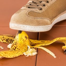 Person slipping on a banana peel