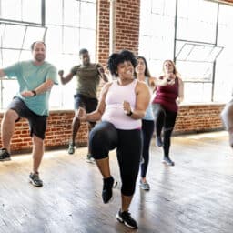 Happy people in a dance class